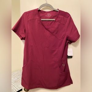 Cherokee Infinity Women Scrubs Top Mock Wrap - Wine, Medium